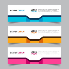 Set of 3 web banner campaign template with different color variants and settings in one template. Modern abstract design for advertising. Very easy to use for company or business. Isolated on grey.