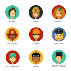 Women working in hard job set