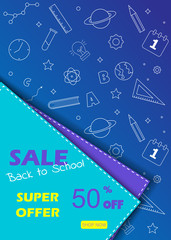 Back to school sale banner. Vector eps 10 format.