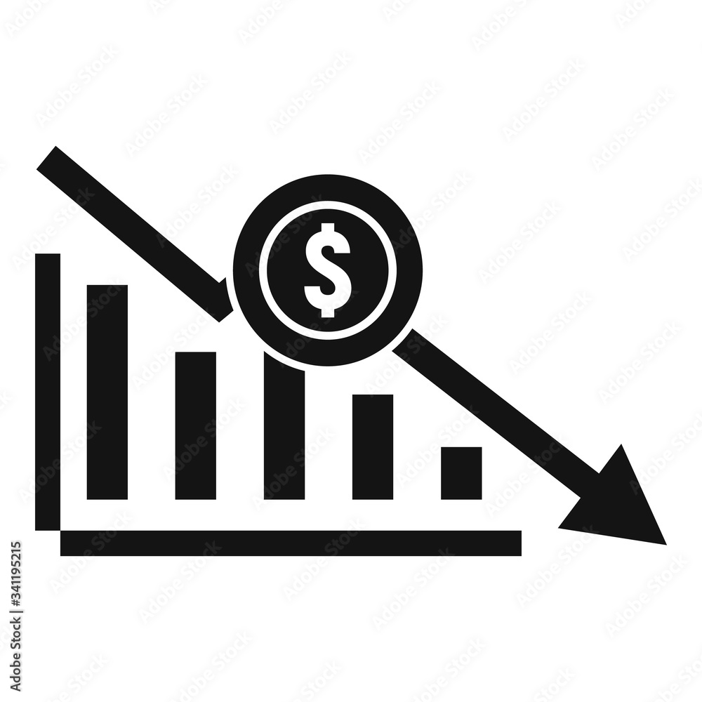 Poster bankrupt chart icon. simple illustration of bankrupt chart vector icon for web design isolated on wh