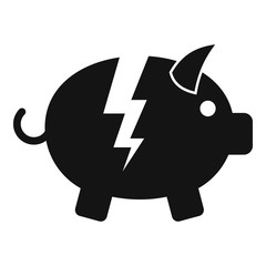 Bankrupt piggy bank icon. Simple illustration of bankrupt piggy bank vector icon for web design isolated on white background