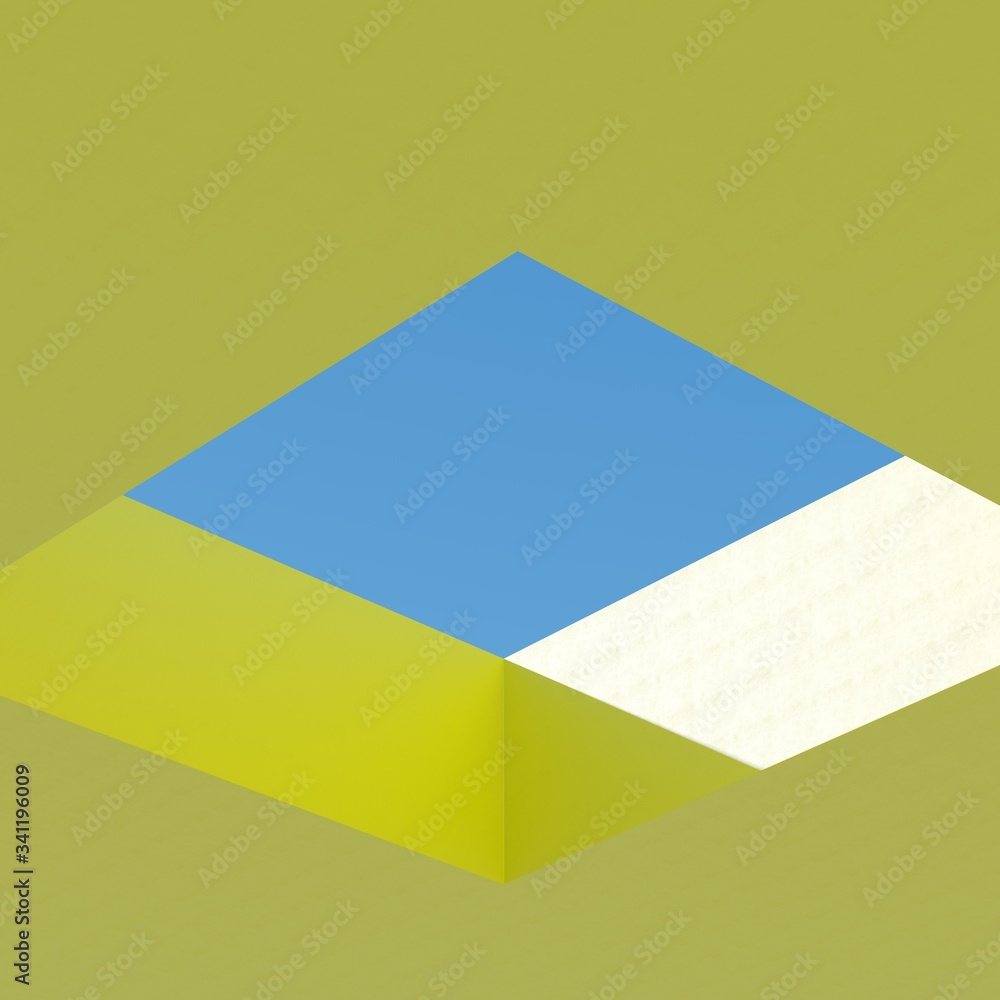 Poster yellow color window space building on sky background. minimal architecture ideas concept. 3d render.