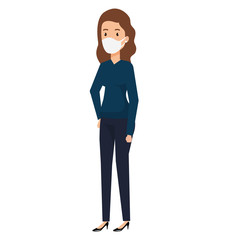 business woman using face mask isolated icon vector illustration design