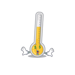 Rich cartoon character design of warm thermometer with money eyes