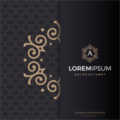 Luxury Golden Logo With Initials Company Free Pattern Design - Premium Vector