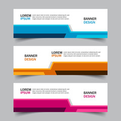 Fototapeta na wymiar Set of 3 web banner campaign template with different color variants and settings in one template. Modern abstract design for advertising. Very easy to use for company or business. Isolated on grey.