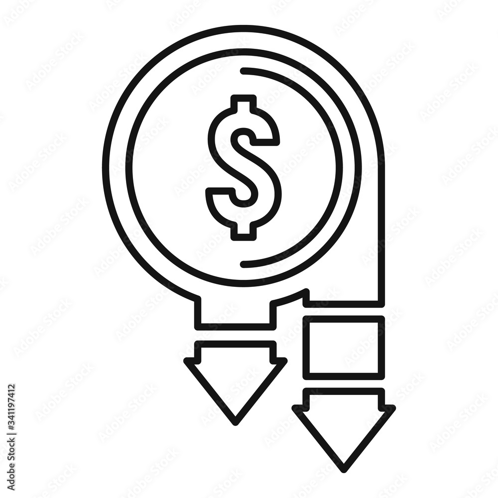 Poster drop dollar coin icon. outline drop dollar coin vector icon for web design isolated on white backgro