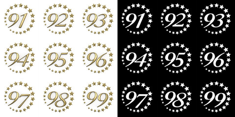 Set of numbers from ninety-one to ninety-nine