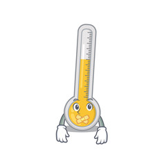 Warm thermometer cartoon character style with mysterious silent gesture