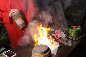 The girl in the dungeon causes a magic fire