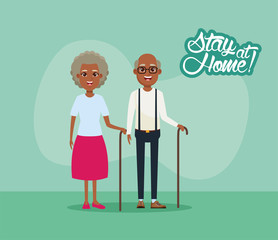 stay at home campaign with afro grandparents couple