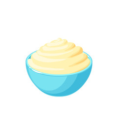 A bowl of mashed potatoes. Vector illustration cartoon flat icon isolated on white background.