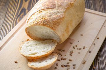 sliced white bread on a cutting board