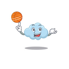 Gorgeous blue cloud mascot design style with basketball