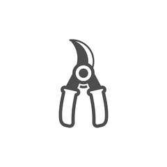 Garden pruner black vector icon, garden tool, equipment and accessory. Isolated single illustration