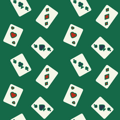 Casino Playing Cards icons pattern. Poker card seamless background. Seamless pattern vector illustration
