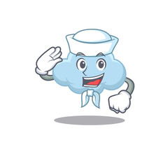 Sailor cartoon character of blue cloud with white hat