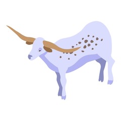 Long horns cow icon. Isometric of long horns cow vector icon for web design isolated on white background