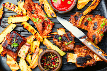 Roasted veal rib and fried potato