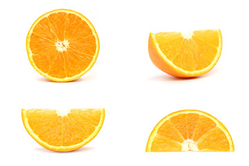 Fresh orange fruit. Orange slice isolated on white background.