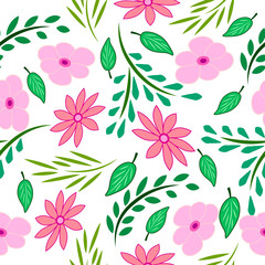 Abstract floral elements seamless pattern.