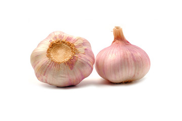 Garlic Cloves and Garlic Bulb isolated on white background.