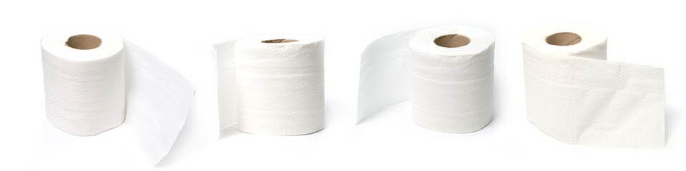 Set of toilet paper or tissue isolated on white background