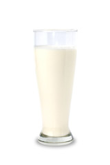 fresh milk in the glass on white background
