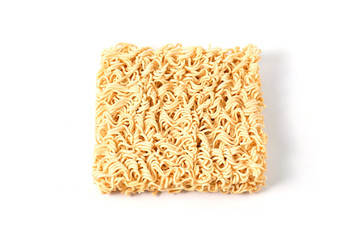Dried instant noodles isolated on white background.