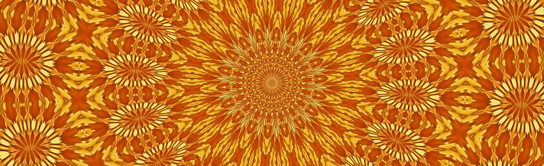 Abstract orange sphere kaleidoscope flowers petals repeating elements  design unique trendy background