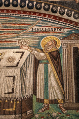 Obraz premium Interior of Basilica of San Vitale, which has important examples of early Christian Byzantine art and architecture. Ravenna. Italy