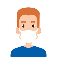 face of young man using face mask isolated icon vector illustration design