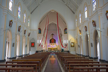 Interior of the old church of St. Sebastian. Negombo, Sri Lanka