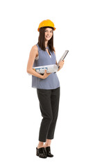 Portrait of architect on white background