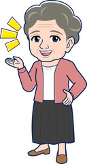 白髪のおばあさん立ち姿