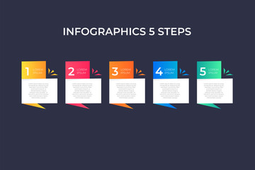 Modern and creative timeline infographic with five steps design vector. Can be used for process, annual report, presentation, interface, education, diagram, workflow layout, info graph, web design.