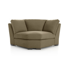 Corner sofa isolated, angle armchair brown furniture