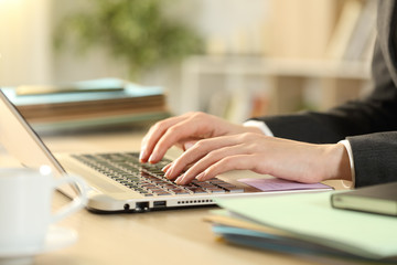 Entrepreneur hands working typing on laptop at home