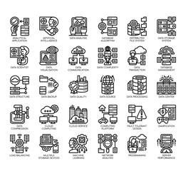 Set of big data thin line and pixel perfect icons for any web and app project.