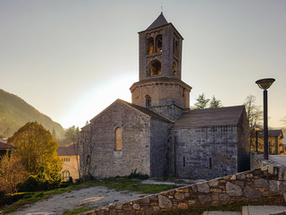 Ancient Romanesque monastery of Saint Peter of the town of Camprodon in Gerona, Spain.