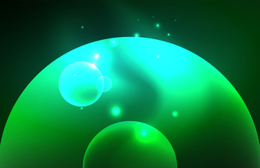 Neon shiny transparent glowing circles with light effects. Techno futuristic vector abstract background For Wallpaper, Banner, Background, Card, Book Illustration, landing page