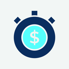 time is money icon, clock with money icon vector
