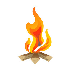 Burning firewood colorful pictogram isolated on white. Symbol, logo illustration. Flat style design. Campfire flame, bonfire colorful graphics