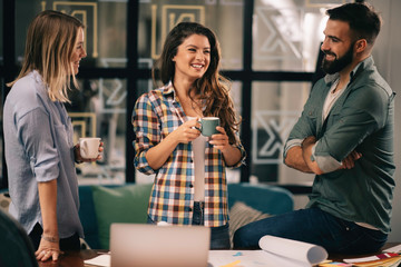 Successful teamwork. Business people in office.	