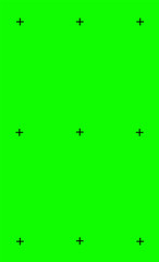 vector illustration of green screen background, VFX motion tracking markers. Art design green screen backdrop template. Abstract concept video footage replacement tracking markers element