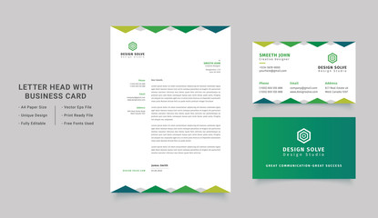 Corporate Identity Letterhead With Business Card Design Template