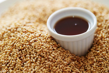 White sesame seeds with sesame oil 
