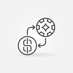 Obraz premium Exchange Chips for Real Money outline concept icon or logo element