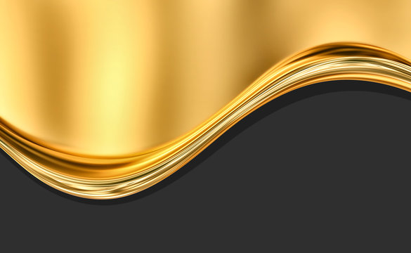 Abstract Gold And Black Background With Liquid Gold Wave