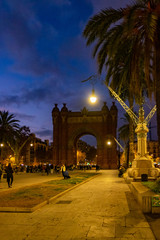 Fototapeta na wymiar The Arc de Triomf in Barcelona at night, Catalonia, Spain.